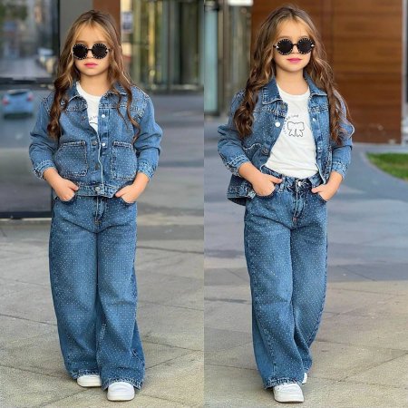 طقم بناتي جينز محير 3 قطع 5-14