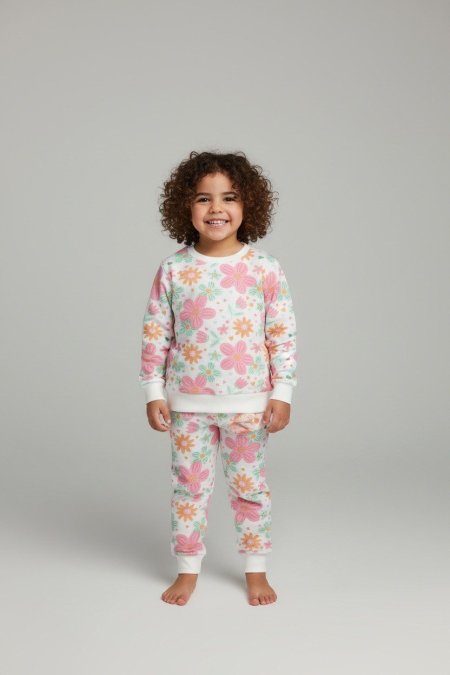 بجامة بناتي ربيعي ورد ابيض